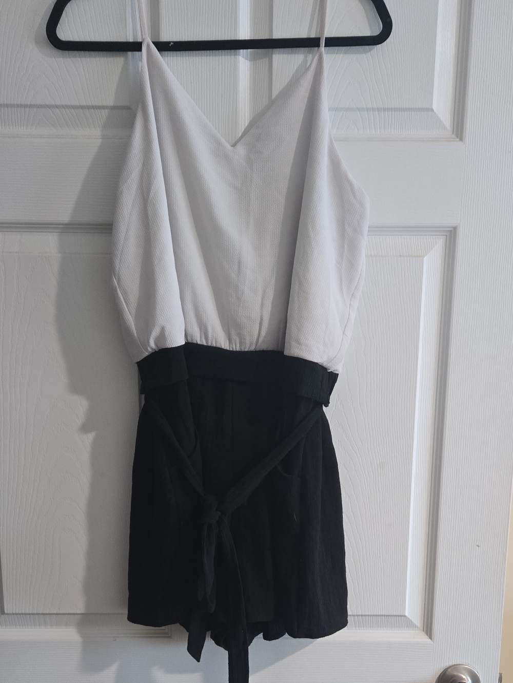 I.N. San Francisco Two-Tone Black and White Romper